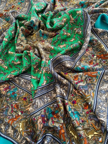 Hermes Cashmere Shawl CHASSE EN INDE. 140cm. Authentic. Excellent Condition - Picture 5 of 15