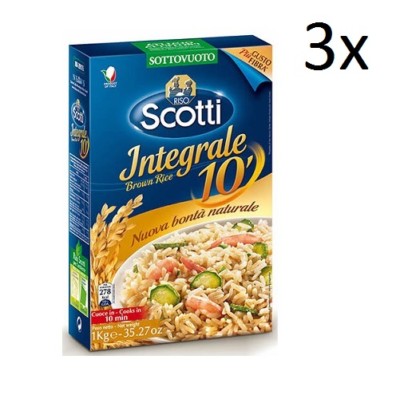 3x Riso scotti Integrale superfeiner Reis Vollkorn 1 Kg Italienisch Parboiled