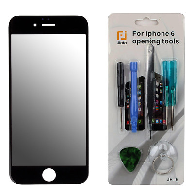 Für iPhone 6 6S Frontglas Display Glas Schwarz mit Reparatur Set + Oca Klebepad