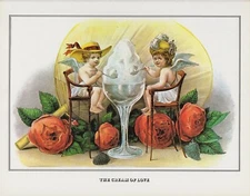 1978 Vintage "THE CREAM OF LOVE" ANGELS EATING SUGAR CURRIER & IVES COLOR Litho