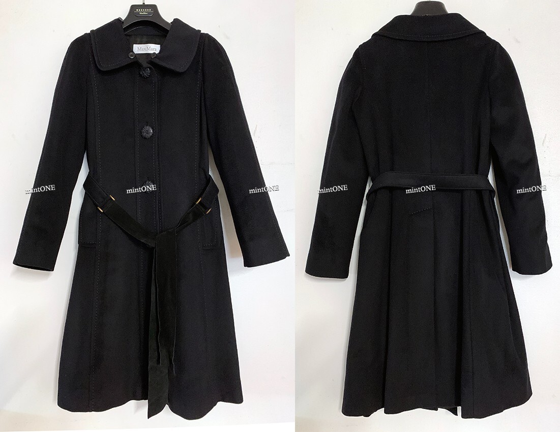 Max Mara Black Wool Coat with Fox Fur Collar size 2 | eBay