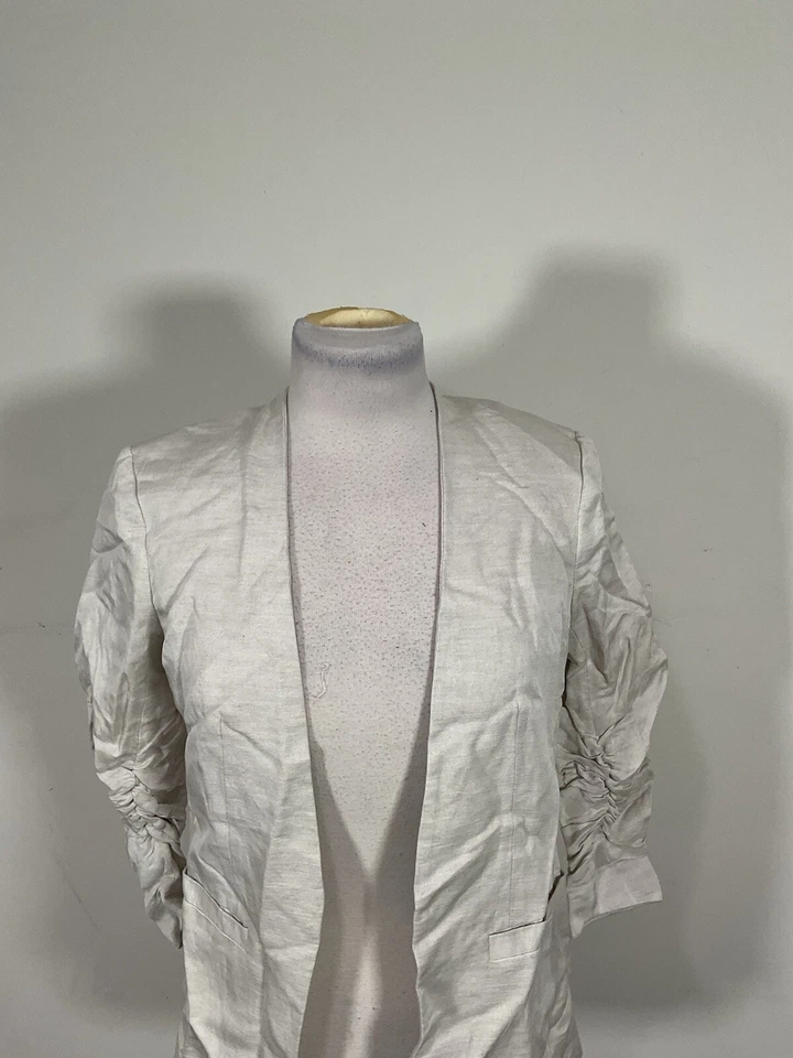 CHAQUETA MUJER H&M COLOR MARFIL MANGA 3/4 TALLA 6  Foto 2 de 4