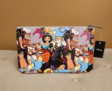 Buckle Down Disney Aladdin Characters Print Cosmetic Bag Makeup Pouch NEW