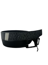 Armani Exchange Cintura nera con fascia bicolore grigia