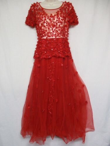JJs House Short Sleeve Red Wedding Prom SPECIAL OCCASION Gown SIZE S p11