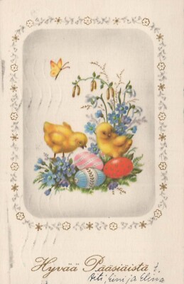 EASTER CHICKEN EGG Vintage Postcard CPA #PKE122.U