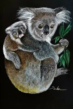 Koala Poster Painting - Pastel Giclee Wall Art Australia Animal Wildlife 12X18