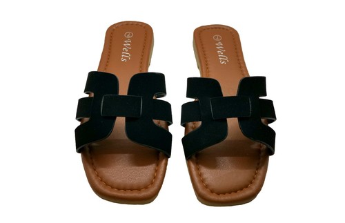 Neu bequeme flache Damen-Sandalen Freizeit offene Zehenpartie Slipper Slipper Schuhe - Bild 15 von 36