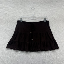 Y2K Vintage Mini Skirt Large Brown Pleated Coquette Boho Fairy Whimsigoth