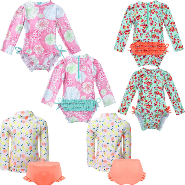 Baby Girl One Piece Rash Guard Swimwear Sun Protection Printed Wetsuit UPF 50+ PV10548