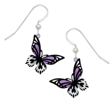 Sienna Sky Olivia's Butterfly Pierced Earrings Violet, Black, White Made in USA