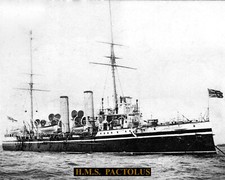 ROYAL NAVY CRUISER HMS PACTOLUS 1896 8 X10 PHOTOGRAPH  WITH BONUS STATS SHEET