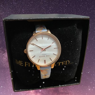 Ted Baker Harmony Ladies Silver With Blue Floral Strap Watch