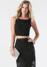 BEBE SEQUIN TWO PIECE DRESS SZ 10 Large