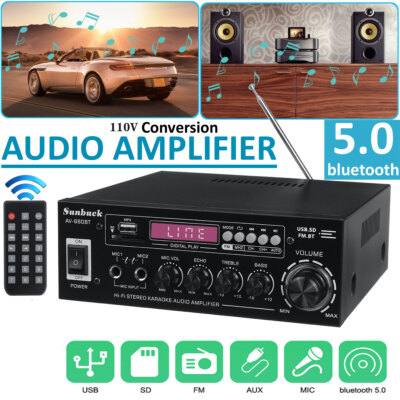 2000W 2 CH bluetooth 5.0 HIFI Power Amplifier Audio Stereo Amp Home Car FM