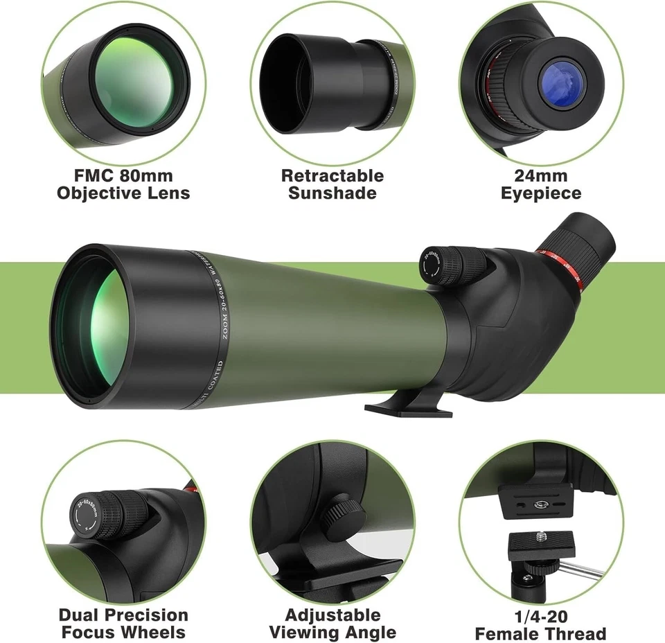 Telescópio para viagens Observación de aves Vida silvestre Paisaje para acampar - Imagem 3 de 4