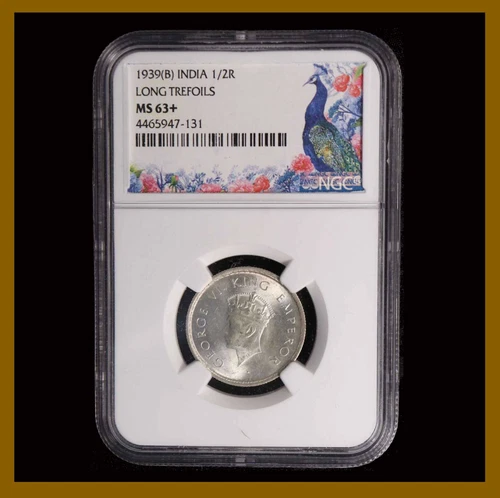 British India 1/2 Rupee, 1939 (B) Bombay NGC MS 63+ King George VI 4465947-131