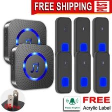 6 wireless button transmitters for calling, 2 music doorbell receivers,LIKEPAI