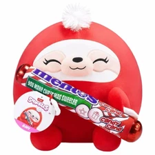 Zuru Snackles Amy Sloth 14" Plush Holding Mentos Candy Cane Winter Christmas