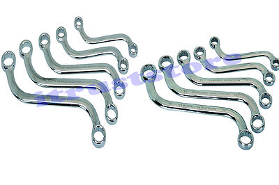 10 PC S SHAPED OFFSET TYPE WRENCH TOOL SET SAE & METRIC SIZED ANGLE ANGLED CURVE