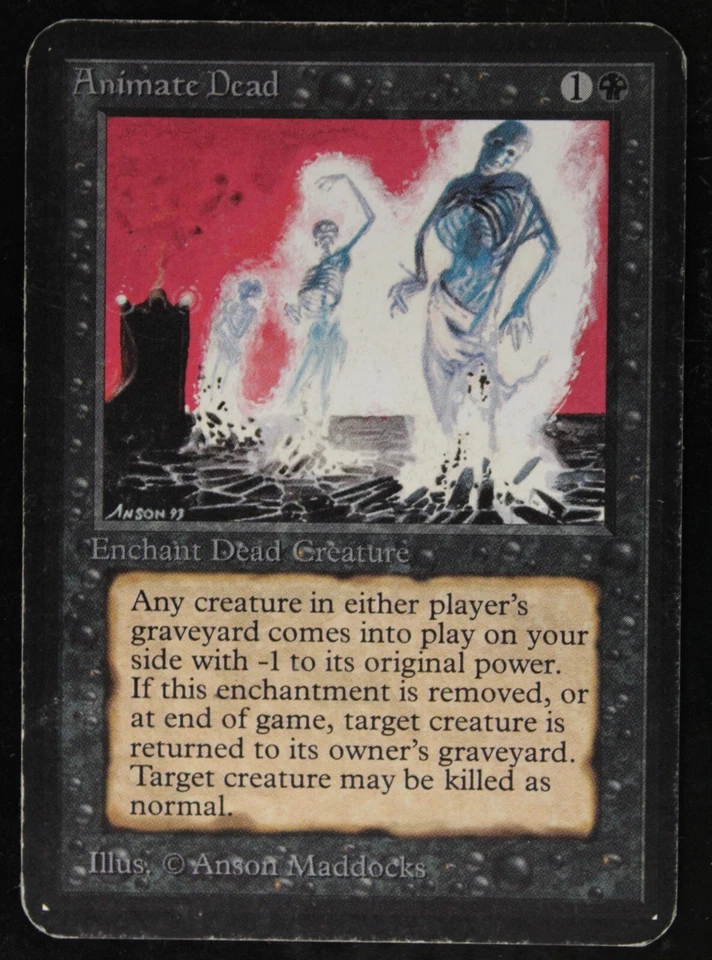 Animate Dead - Limited Edition Alpha - HP/DG MTG Magic English Bend Edge Wear - Image 3 of 4