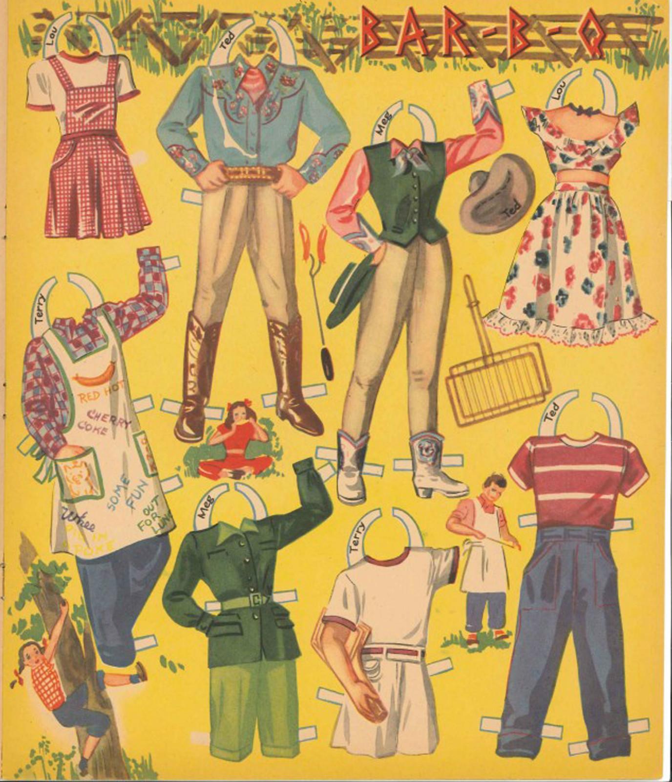 VINTGE UNCUT 1964 COKE CROWD PAPER DOLLS HD~LASER ORG SZ REPRODUCTION~HI QUAL~