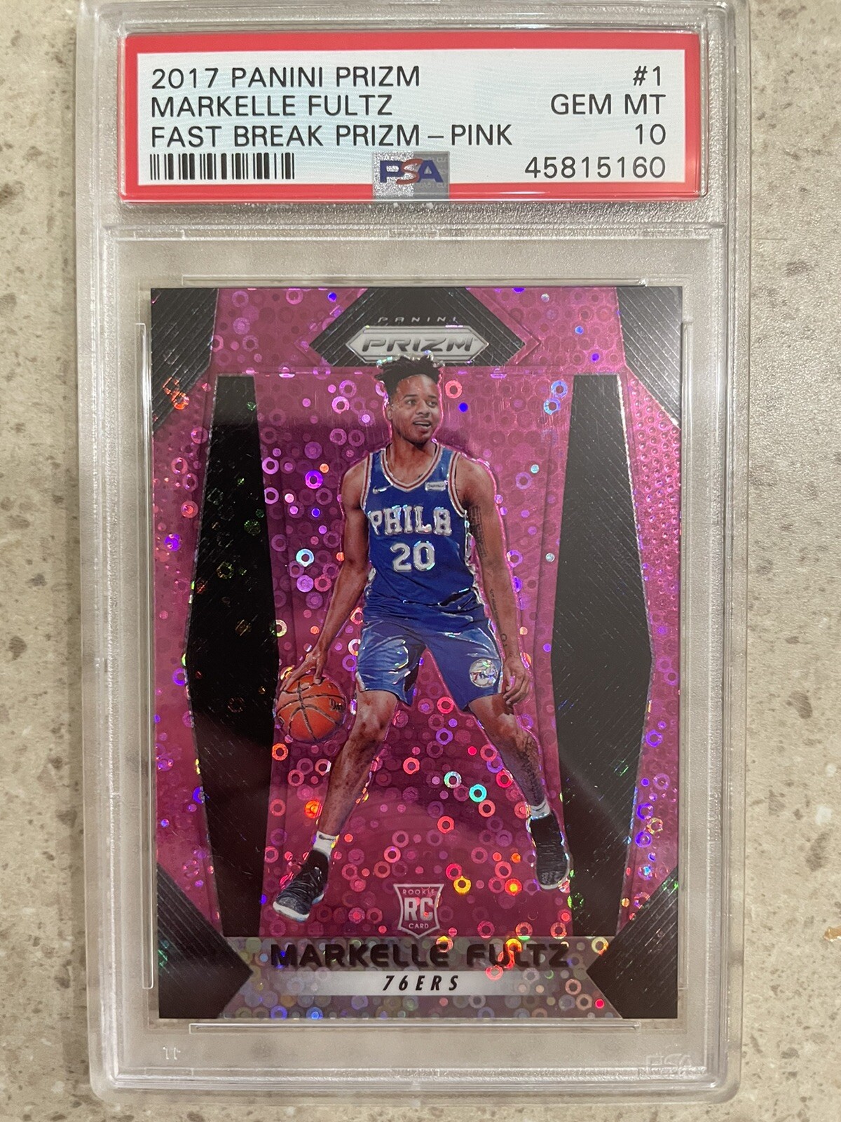 2017 Panini Prizm Markelle Fultz Pink #/50 Fast Break PSA 10 RC Rookie Card