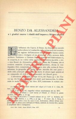 BISCARO Gerolamo - Benzo da Alessandria e i giudizi contro i ribelli dell'imper