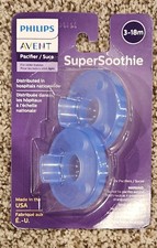 Philips Avent Super Soothie Pacifiers Binky Ages 3 - 18M Months 2PK Blue NEW