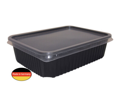 300 MEHRWEG Mikrowellenschalen Menübox Lunch-Box 750ml mit Deckel PP schwarz