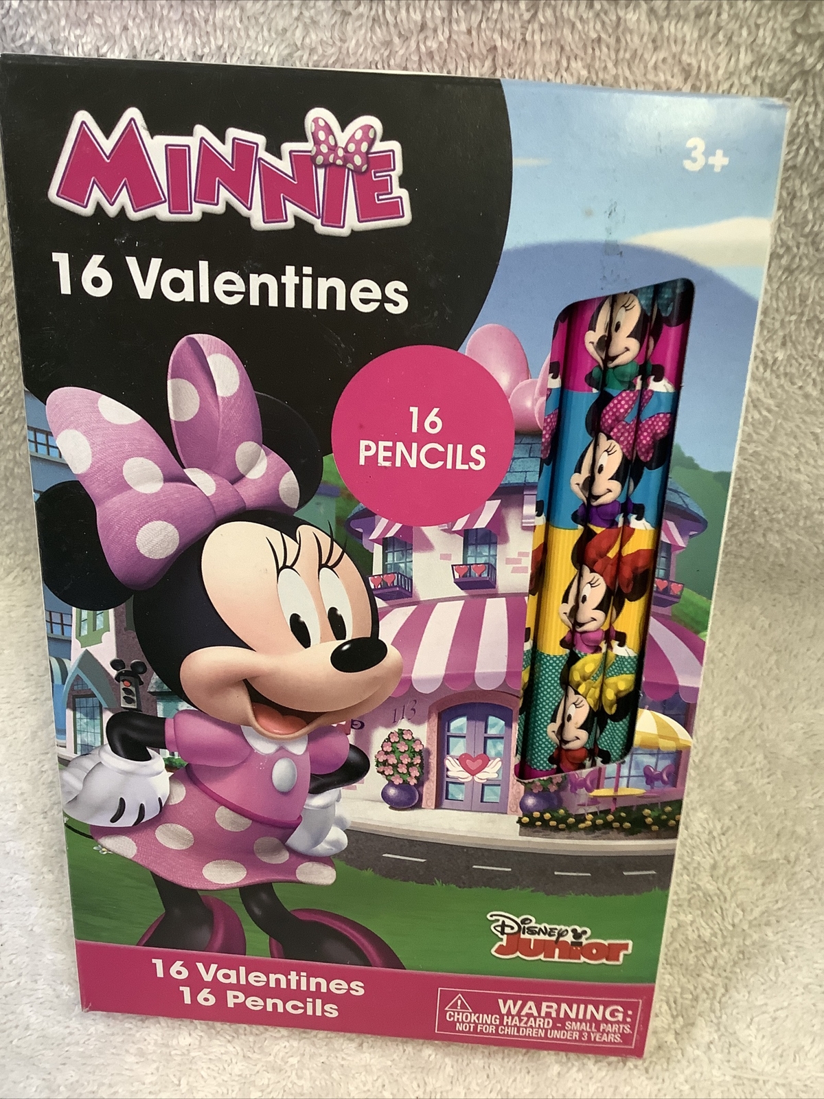 16 Minnie Mouse Valentine Cards & Pencils - 8 Unique Designs-image