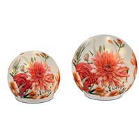 2Er Set Led Kugellampe Sommerblumen D. 12 + 15Cm Weiß Rot Formano