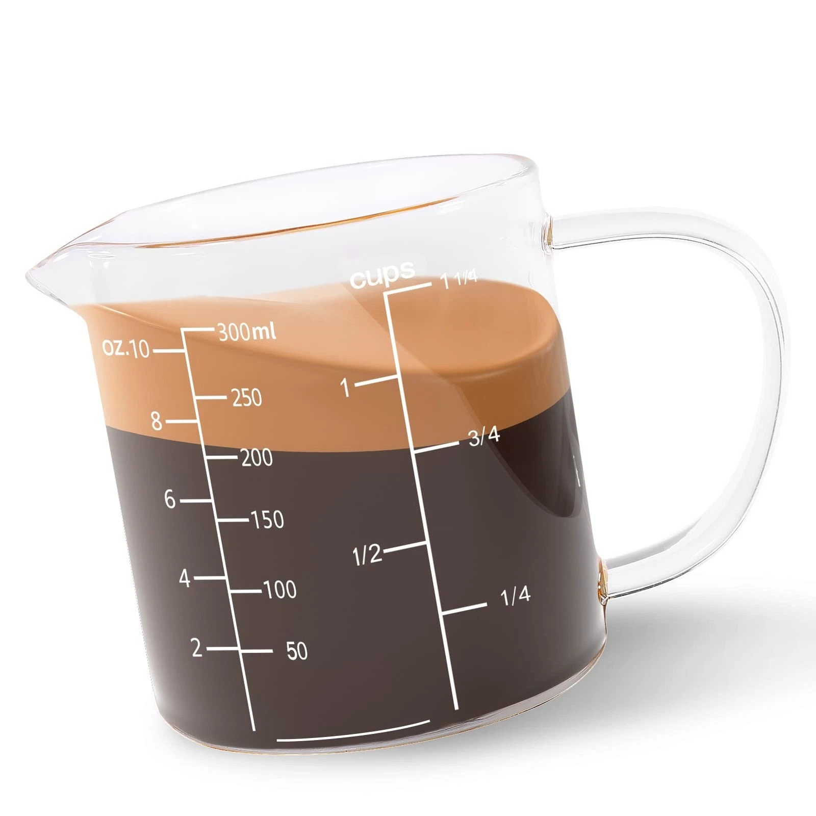 Newness Glass Measuring Cup with Handle, 300 ML (0.3 Liter, 1 1/4 Cup) Measur...