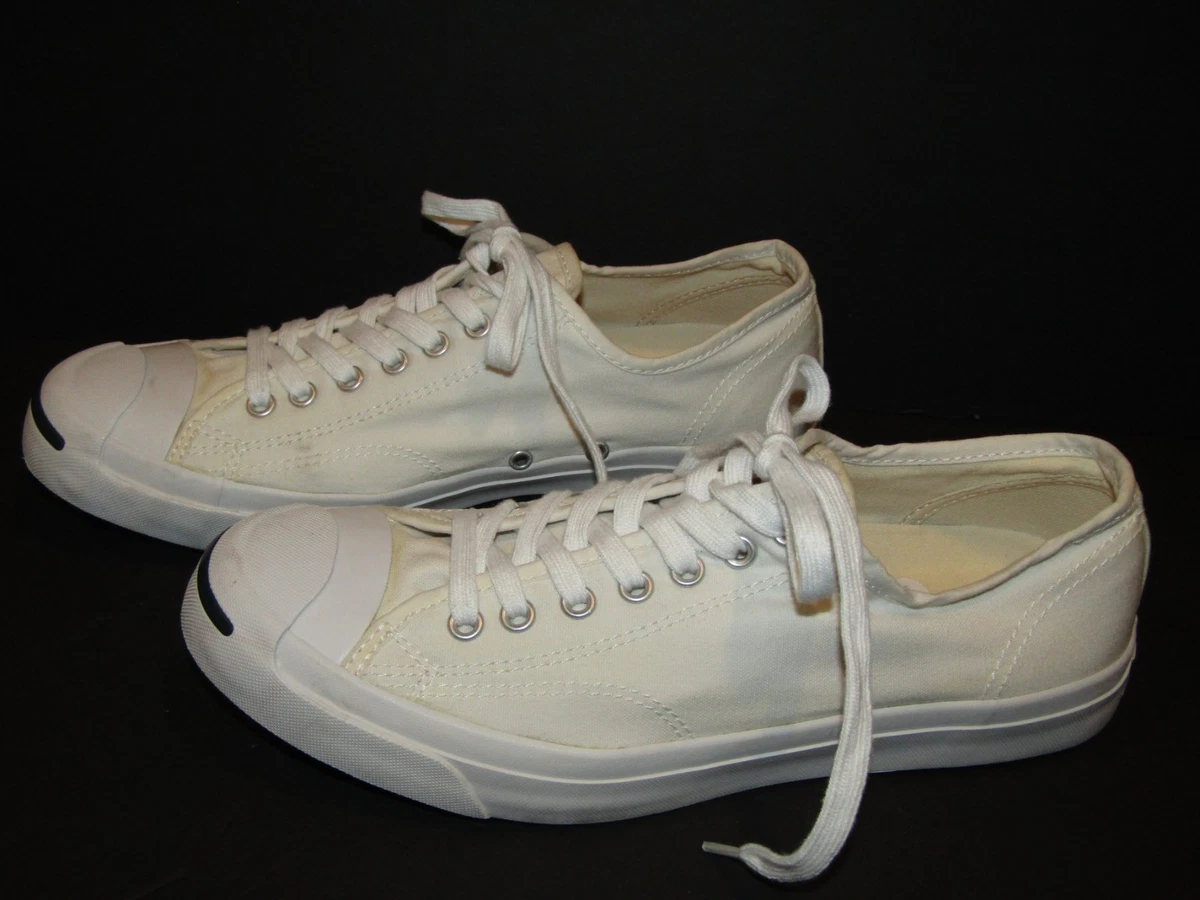Converse Jack Purcell Herren Größe 9,5 SCHNÜRSCHUHE Weiß CANVAS Niedrig Turnschuhe