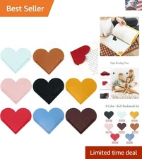 8 Pcs Leather Heart Bookmarks Book Marks for Reading Women Book Lovers Cute H...