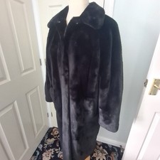BLACK FAUX FUR COAT FULLY LINED  FROM MARKS AND SPENCER  SZ 18