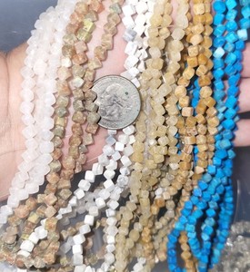 6 Strands 4mm Diagonal Cube Semiprescious Gemstone Beads  15.5". Metaphysical