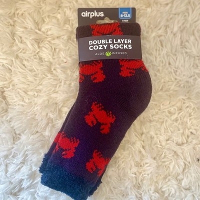 Airplus Mens Double Layer Cozy Socks Aloe Infused Warm Comfy 8 12.5