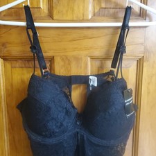 Rampage Babydoll Lingerie Womens XXL Black Lace Sheer Sleepwear Plus free Ship