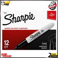 12 Sharpie Markers Fine Point Tip Black Permanent 30001 Sharpies Pens 12-Count