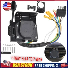 4-Way Flat to 7-Way RV Blade Trailer Wiring Adapter Connector Plug 7Pin/4 Pin US