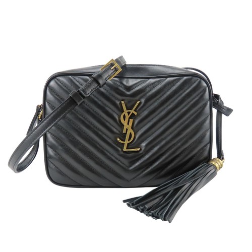 USED SAINT LAURENT PARIS Shoulder Bag Camera bag 612544 leather black YSL