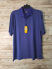 Greg Norman Play Dry Polo Mens XL Blue Striped Golf Shirt Performance Active NWT