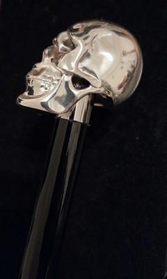 LUXUS PASOTTI SCHIRM TOTENKOPFFULLSET NEU SILBER-NEU-UNBENUTZT-HANDMADE IN ITALY