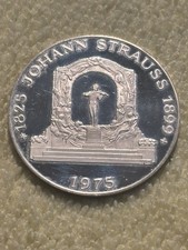 1977 Austria 100 Schilling Johann Strauss Silver Coin - Proof 