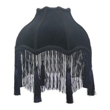 Velvet Lamp Shade Bell Shape Victorian with Tassels and Fringe for Bedroom