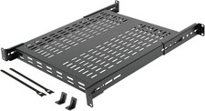 Heavy-Duty 1U Adjustable Server Rack Shelf, 21.7" Deep, Supports 242 lbs