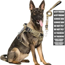 Tactical Dog Harness and Leash Set for Large Dogs,Heavy Duty No Pull Service Dog