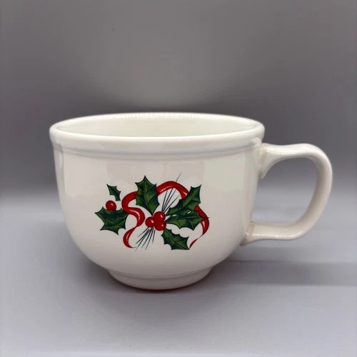 Fiesta Holly and Ribbon Jumbo Cup | Fiestaware White Christmas Coffee Soup Mug