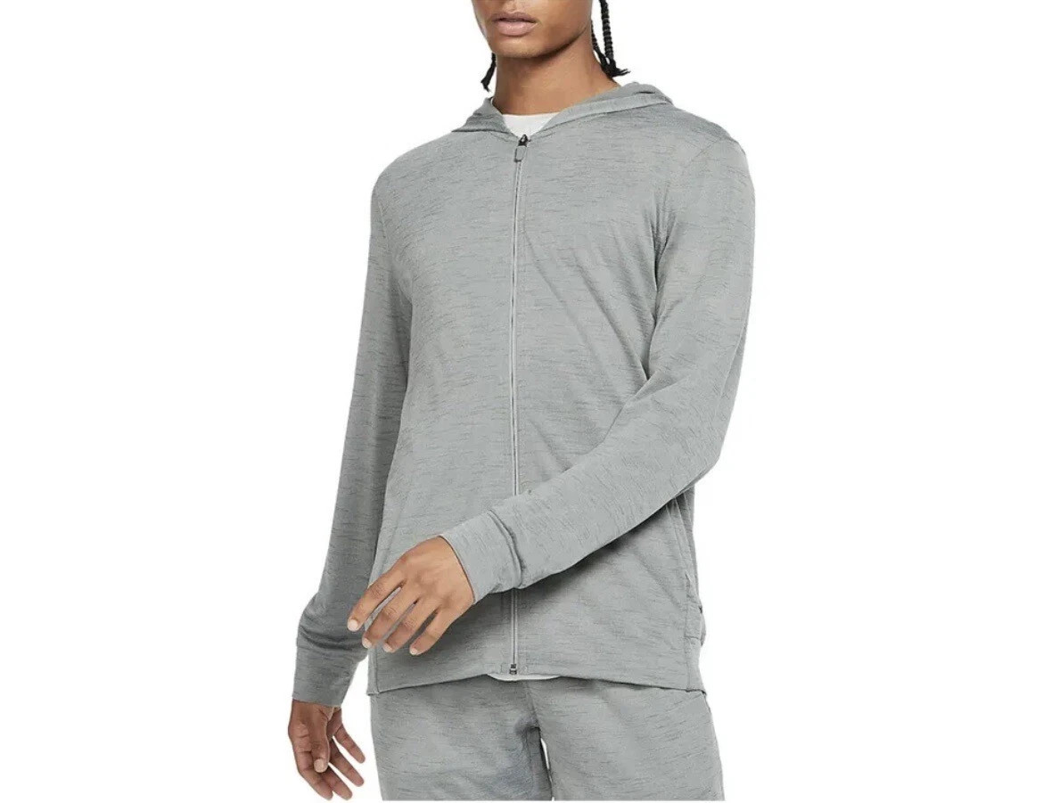 SACAI X NIKE Nike Yoga Jacket Uomo XL Grigio Dri FIT Full Zip Felpa con Cappuccio Leggera CZ2217 068 NUOVO